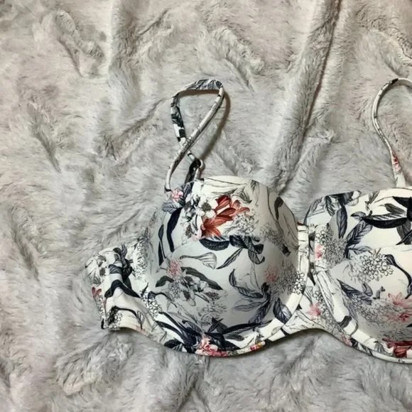 rachel roy white floral push up bikini top size medium - Picture 5 of 8